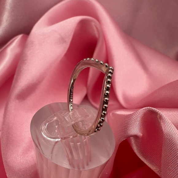 PANDORA Beaded Wishbone Ring – Sterling Silver Simple & Elegant Stacking Ring - Picture 9 of 11